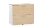 Uniform Small Drawer Lateral Filing Cabinet [ 800W x 750H x 450D] - White, maple, silver handle