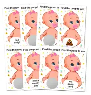 Baby Shower Girl Scratch off Poop Game, Easy to Play Silly Games, Fun Idea, Ice