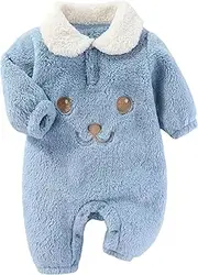 [KEOYA] Baby Newborn Bear Snowsuit Bodysuit Winter Coat Warm Cute Footie Fleece Jumpsuit for Infant Girls Boys