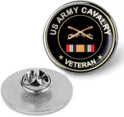 US Army Cavalry Veteran Tie Suit Shirt Lapel Pin - Silver
