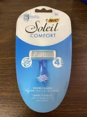 BIC Soleil Comfort 4-Blade Disposable Razors for Women, 3 Piece Razor Set