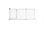 Pet Puppy Gate Dog Fence Safety Guard Indoor Wooden Playpen Foldable Freestanding Barrier Protection Net Stair Partition White 3Panels
