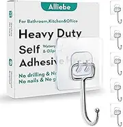 Alliebe Hooks for Hanging,10 Pack Hold 44lb(Max),Large Hooks for Hanging Heavy Duty,Waterproof Adhesive Wall Hooks,Bedrooms,Living Rooms,Kitchens,Bathrooms Sticky Hooks,Towel Hooks Use for Dorm Room