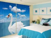 3D Swan Lake sky 6 Blockout Photo Curtain Print Curtains Drapes Fabric Window AU