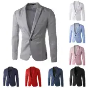 Men's One Button Blazer Slim Fit Formal Business Suit Jacket Casual Tops Coat