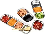 MAGICLULU 304 Stainless Steel Dipping Plates 4 Pack Condiment Plates for Sushi BBQ Picnic