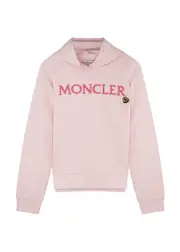 Moncler Kids Logo Hooded Cotton Sweatshirt - Pink Light - 10A (10 Years) 10A (10 years)