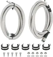 maXpeedingrods Braided Fuel Line Kit Fit for Chevy Silverado GMC Sierra 1500HD /1500 Classic /2500HD /3500HD 4.3L 4.8L 5.3L 6.0L 8.1L V6 V8 2004-2010, Stainless Steel PTFE Oil Line #Replace 15946178