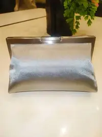 在飛比找Yahoo!奇摩拍賣優惠-新【ARTISTRY 】銀扣 晚宴包 銀灰色 手拿包 盥洗包