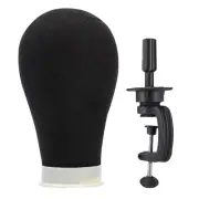 22 Inch Black Mannequin Head with Stand Canvas Head Wig Model with Mount Hole fo