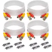 4 x 10FT Video Power Cable BNC DC Security Camera RCA DVR Cord for CCTV White