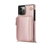 C68 Rose Gold Mobile Phone Card Leather Case Protection Bumper Zipper SmartPhone Case for IPhone 14 Pro Max