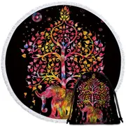 Black Background Fire Colors Indian Elephant Beach Towel
