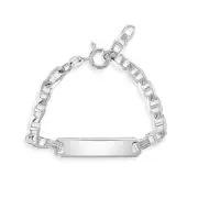 925 Sterling Silver Tag ID Identification Anchor Chain Link Bracelet For Kids