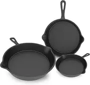 CHEGRON Cast iron Skillets 3 Piece Set, 6", 8", 10" Pans Cookware set Cast iron Pan For Frying,Saute,Cooking,Pizza,Oven,Stove,Grill,Induction Cooktop,Gas Range
