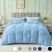 LINENOVA 100% Natural Bamboo Quilt Cover Set Breathable Silk Soft Comfort Home Bedding For All Seasons