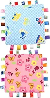 2Pcs Security Blankets Soft Sensory Towels for Boy Girl Safe Comfortable Soothing Blankets for Newborn Boys Shower Present