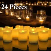Set of 24 Realistic Flameless Flickering Bright LED Tealights Candles Party New