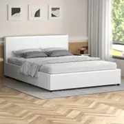 ALFORDSON Bed Frame Queen Double King Single Gas Lift Storage Base White Leather