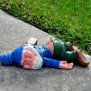 MINICAR Large 9.5'' Tall Funny Drunk Garden Gnome Outdoor Statue, Naughty Knome Figurine Lawn Ornament Dwarf Sculpture Yard Decor Landscape Porch Decoration Outside Novelty Gift(Blue)