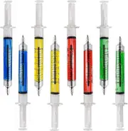 Lertenys 8 Syringe Ballpoint Pens Various Colors Syringe Shape Pen Novelty Pens for Nurse, Imaginary Doctor Games