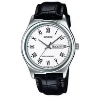 在飛比找森森購物網優惠-【CASIO】經典英倫復古指針紳士皮帶錶-羅馬白面(MTP-