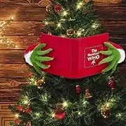 Whoville Christmas Decorations, Funnny Grinch Christmas Tree Decorations Grinch Reading Book of WHO Christmas Tree Topper Ornaments Farmhouse Christmas Decor for Mantel Table Holiday Party Gifts