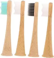 Beatifufu 4pcs Bamboo Replacement Brush Electric Toothbrush Reusable Toothbrush Heads Toothbrushes Replacement Heads Toothbrush Heads Replacements Bamboo Charcoal Wool