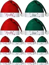 16 Pieces Naughty and Nice Plush Santa Hats Green and Red Funny Christmas Hat for Xmas Adults Kids Women Holiday Party, Red, Green, one size fits most