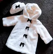 NWT Plush White Faux Fur Coat W/Hood and Hat By Children's Place Sz. 3T. #P