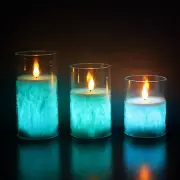 3 Pcs Luminous Flameless Pillar Candles W/Remote Acrylic LED Flickering Candles
