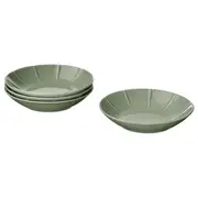 STRIMMIG deep plate, stoneware pale grey-green, 23 cm