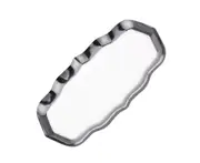Stainless Steel Wavy Storage Display Tray Cake Plate Desktop Jewelry Organizer-Silver