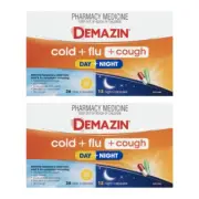 2x48s Demazin Cold & Flu Day/Night Tablets help with sinuses, fever, body aches