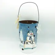 Believe Snowman Tin Luminary Primitives by Kathy