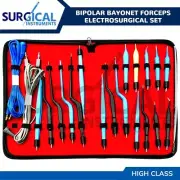 Bipolar Bayonet Forceps Electrosurgical Instruments Set Stainless German Grade