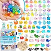 100+pcs Ocean Mini Resin Animals 78 Styles Tiny Sea Resin Animals Figurines Shell and sand Miniature Little Plastic Animal for Garden Micro Landscape DIY Fish Tank Aquarium Potted Dollhouse Decor