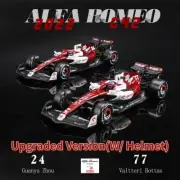 Bburago 1:43 2022 F1 Alfa Romeo C42 #24 Zhou #77 V.Bottas Model Car Toy + Helmet