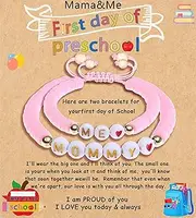 [Cooluckday] First Day of Preschool Bracelet Back to School Gifts for Kindergarten/ Preschool/ School Gift Mama and Mini Adjustable Mother Daughter Bracelets as Supplies for Girls to Relieve Study Anxiety