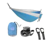 Nest Double Hammock - Indoor/Outdoor w/Tree Straps/NEW - Light Blue/White