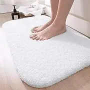 DEXI Bathroom Rug Mat, Extra Soft and Absorbent Bath Rugs, Washable Non-Slip Carpet Mat for Bathroom Floor, Tub, Shower Room (43"x24", White)