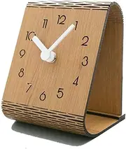 Mantel Clock Table Clock,Mute,Desk Decoration Clock Living Room Mantel Clock Office Pine Wood Board,Alarm Clock (D) Aqiong