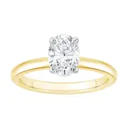 Bevilles 1.50ct Laboratory Grown Diamond Oval Cut Solitaire Ring in 18kt Yellow Gold and 18kt White