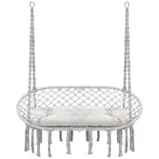Hammock Chair Macrame Hanging Swing with Cushion,Hanging Cotton Ropes, Metal ...