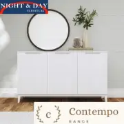 Tenley 3 Door Sideboard BUFFET CUPBOARD WHITE CONTEMPO RANGE