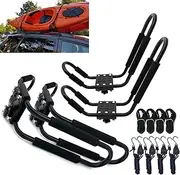 Taelakeni 2 Pairs Kayak Roof Racks, Universal Cars Kayak Carrier Rack J Hooks Bar Kayak Support for SUV, Jeeps, Black