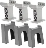 6pcs Plastic Train Track Bridge Pier Supports Set of Curved Track Connectors for Pretend Train Games