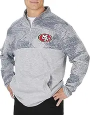 Zubaz NFL San Francisco 49ers Men's Sherpa Fleece 1/4 Zip Jacket, Gray