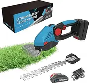 21V Hedge Trimmer Cordless, 2 in 1 Handheld Electric Tree/Grass Shears/Shrub/Bush Trimmers for Yard Lawn, Backyard, Garden (Included Battery and Charger)