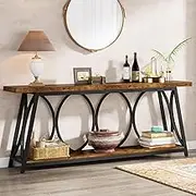 Tribesigns 180 cm Console Table Hallway, Rustic Hall Table with 2 Tier Storage Shelf, Long Entryway Console Table for Living Room, Brown